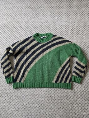 Niccolai Green Ribbed Knit Sweater Top